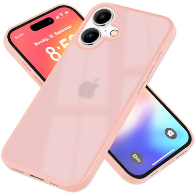 NALIA Matte Handyhülle für iPhone 16 – Stoßfester Silikon-Rahmen & Semi-Transparent – FUZION (Anti-Fingerprint Case) – Marke aus Berlin Rosa NALIA Protective Hülle