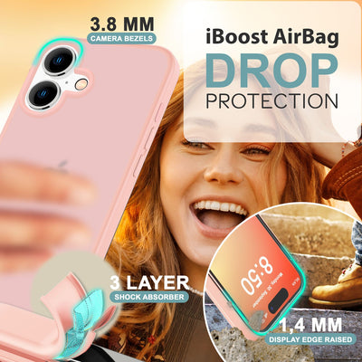 NALIA Matte Handyhülle für iPhone 16 – Stoßfester Silikon-Rahmen & Semi-Transparent – FUZION (Anti-Fingerprint Case) – Marke aus Berlin Rosa NALIA Protective Hülle