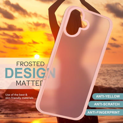 NALIA Matte Handyhülle für iPhone 16 – Stoßfester Silikon-Rahmen & Semi-Transparent – FUZION (Anti-Fingerprint Case) – Marke aus Berlin Rosa NALIA Protective Hülle