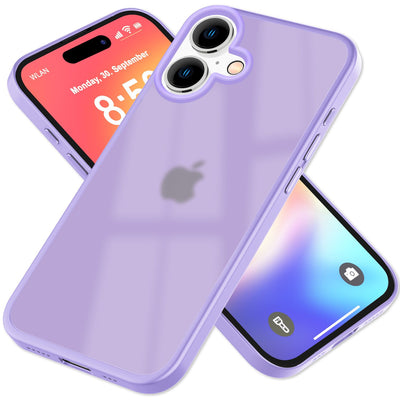 NALIA Matte Handyhülle für iPhone 16 – Stoßfester Silikon-Rahmen & Semi-Transparent – FUZION (Anti-Fingerprint Case) – Marke aus Berlin Lila NALIA Protective Hülle
