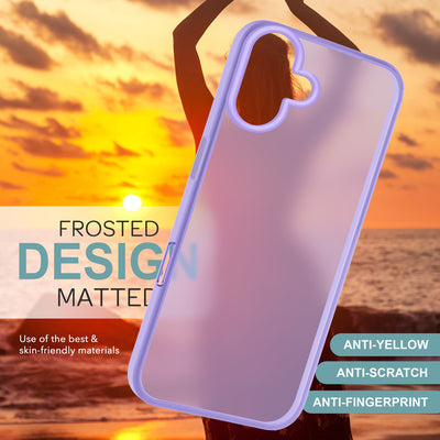 NALIA Matte Handyhülle für iPhone 16 – Stoßfester Silikon-Rahmen & Semi-Transparent – FUZION (Anti-Fingerprint Case) – Marke aus Berlin Lila NALIA Protective Hülle