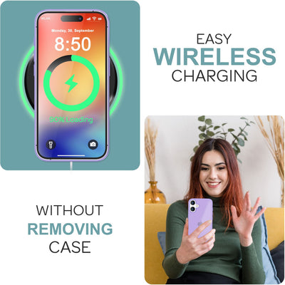 NALIA Matte Handyhülle für iPhone 16 – Stoßfester Silikon-Rahmen & Semi-Transparent – FUZION (Anti-Fingerprint Case) – Marke aus Berlin Lila NALIA Protective Hülle