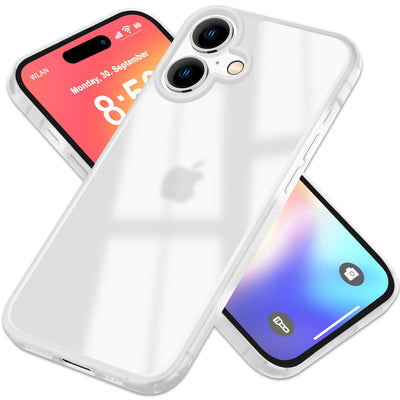 NALIA Matte Handyhülle für iPhone 16 – Stoßfester Silikon-Rahmen & Semi-Transparent – FUZION (Anti-Fingerprint Case) – Marke aus Berlin Weiß NALIA Protective Hülle