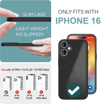 NALIA Matte Handyhülle für iPhone 16 – Stoßfester Silikon-Rahmen & Semi-Transparent – FUZION (Anti-Fingerprint Case) – Marke aus Berlin Schwarz NALIA Protective Hülle