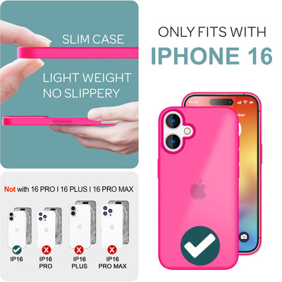 NALIA Matte Handyhülle für iPhone 16 – Stoßfester Silikon-Rahmen & Semi-Transparent – FUZION (Anti-Fingerprint Case) – Marke aus Berlin Pink NALIA Protective Hülle