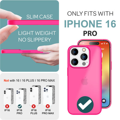 NALIA Matte Handyhülle für iPhone 16 Pro – Stoßfester Silikon-Rahmen & Semi-Transparent – FUZION (Anti-Fingerprint Case) – Marke aus Berlin Pink NALIA Protective Hülle