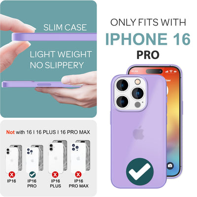 NALIA Matte Handyhülle für iPhone 16 Pro – Stoßfester Silikon-Rahmen & Semi-Transparent – FUZION (Anti-Fingerprint Case) – Marke aus Berlin Lila NALIA Protective Hülle