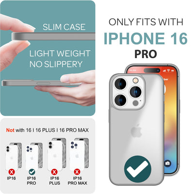 NALIA Matte Handyhülle für iPhone 16 Pro – Stoßfester Silikon-Rahmen & Semi-Transparent – FUZION (Anti-Fingerprint Case) – Marke aus Berlin Titan Grau NALIA Protective Hülle