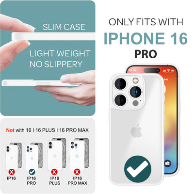 NALIA Matte Handyhülle für iPhone 16 Pro – Stoßfester Silikon-Rahmen & Semi-Transparent – FUZION (Anti-Fingerprint Case) – Marke aus Berlin Weiß NALIA Protective Hülle
