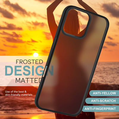 NALIA Matte Handyhülle für iPhone 16 Pro Max – Stoßfester Silikon-Rahmen & Semi-Transparent – FUZION (Anti-Fingerprint Case) – Marke aus Berlin Schwarz NALIA Protective Hülle
