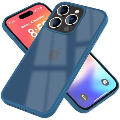NALIA Matte Handyhülle für iPhone 16 Pro Max – Stoßfester Silikon-Rahmen & Semi-Transparent – FUZION (Anti-Fingerprint Case) – Marke aus Berlin Dunkelblau NALIA Protective Hülle