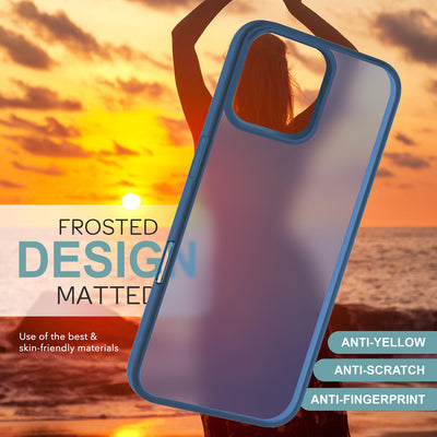 NALIA Matte Handyhülle für iPhone 16 Pro Max – Stoßfester Silikon-Rahmen & Semi-Transparent – FUZION (Anti-Fingerprint Case) – Marke aus Berlin Dunkelblau NALIA Protective Hülle