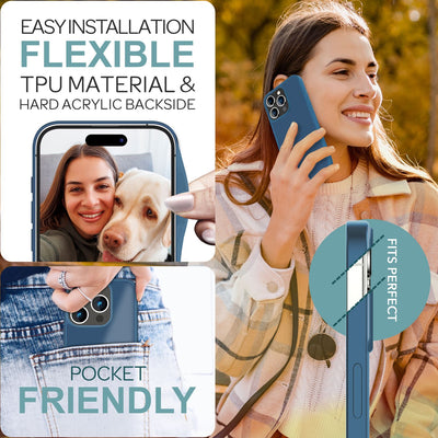 NALIA Matte Handyhülle für iPhone 16 Pro Max – Stoßfester Silikon-Rahmen & Semi-Transparent – FUZION (Anti-Fingerprint Case) – Marke aus Berlin Dunkelblau NALIA Protective Hülle