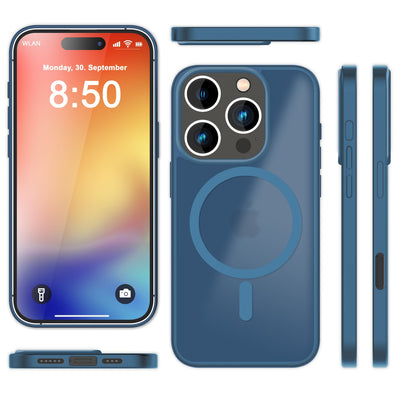 NALIA Matte Handyhülle für iPhone 16 Pro Max – Stoßfester Silikon-Rahmen & Semi-Transparent – FUZION (Anti-Fingerprint Case) – Marke aus Berlin Dunkelblau NALIA Protective Hülle