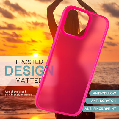 NALIA Matte Handyhülle für iPhone 16 Pro Max – Stoßfester Silikon-Rahmen & Semi-Transparent – FUZION (Anti-Fingerprint Case) – Marke aus Berlin Pink NALIA Protective Hülle