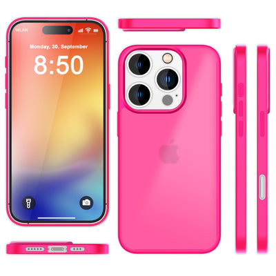 NALIA Matte Handyhülle für iPhone 16 Pro Max – Stoßfester Silikon-Rahmen & Semi-Transparent – FUZION (Anti-Fingerprint Case) – Marke aus Berlin Pink NALIA Protective Hülle
