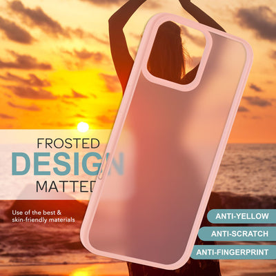 NALIA Matte Handyhülle für iPhone 16 Pro Max – Stoßfester Silikon-Rahmen & Semi-Transparent – FUZION (Anti-Fingerprint Case) – Marke aus Berlin Rosa NALIA Protective Hülle