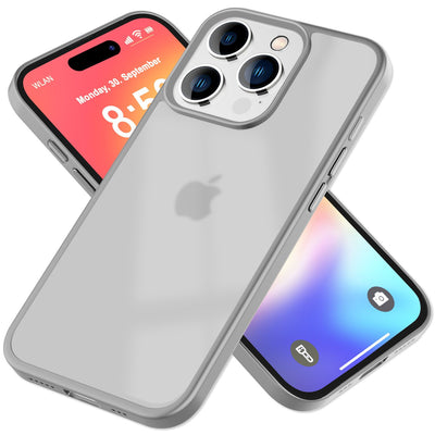 NALIA Matte Handyhülle für iPhone 16 Pro Max – Stoßfester Silikon-Rahmen & Semi-Transparent – FUZION (Anti-Fingerprint Case) – Marke aus Berlin Titan Grau NALIA Protective Hülle