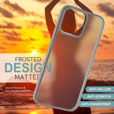 NALIA Matte Handyhülle für iPhone 16 Pro Max – Stoßfester Silikon-Rahmen & Semi-Transparent – FUZION (Anti-Fingerprint Case) – Marke aus Berlin Titan Grau NALIA Protective Hülle