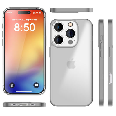 NALIA Matte Handyhülle für iPhone 16 Pro Max – Stoßfester Silikon-Rahmen & Semi-Transparent – FUZION (Anti-Fingerprint Case) – Marke aus Berlin Titan Grau NALIA Protective Hülle