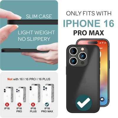 NALIA Matte Handyhülle für iPhone 16 Pro Max – Stoßfester Silikon-Rahmen & Semi-Transparent – FUZION (Anti-Fingerprint Case) – Marke aus Berlin Schwarz NALIA Protective Hülle
