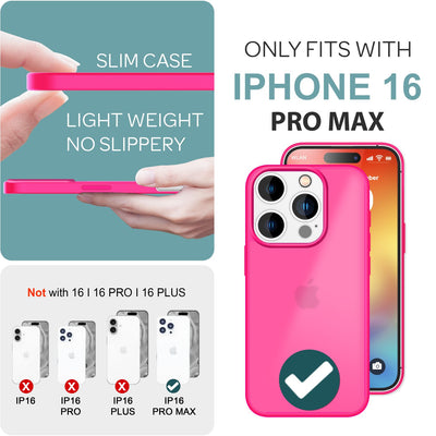 NALIA Matte Handyhülle für iPhone 16 Pro Max – Stoßfester Silikon-Rahmen & Semi-Transparent – FUZION (Anti-Fingerprint Case) – Marke aus Berlin Pink NALIA Protective Hülle