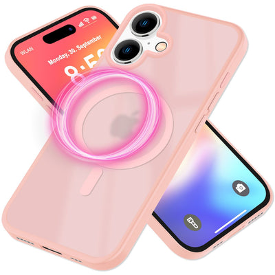 NALIA Magnet-Case für iPhone 16 – Matt-Transparent & MagSafe Kompatibel – MATTEX (Rutschfest, Stoßfest & Anti-Fingerabdruck) – Marke aus Berlin Rosa NALIA Protective Hülle