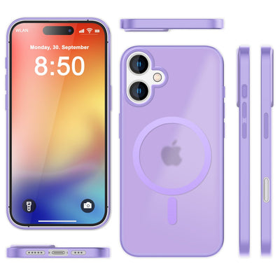 NALIA Magnet-Case für iPhone 16 – Matt-Transparent & MagSafe Kompatibel – MATTEX (Rutschfest, Stoßfest & Anti-Fingerabdruck) – Marke aus Berlin Lila NALIA Protective Hülle