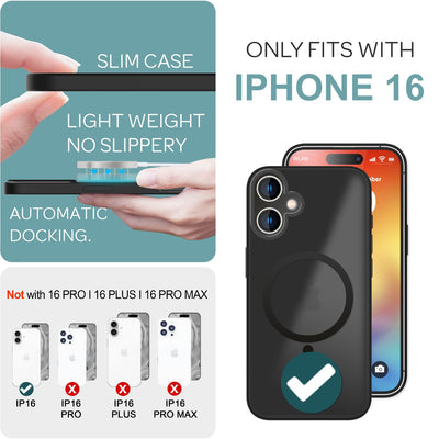 NALIA Magnet-Case für iPhone 16 – Matt-Transparent & MagSafe Kompatibel – MATTEX (Rutschfest, Stoßfest & Anti-Fingerabdruck) – Marke aus Berlin Schwarz NALIA Protective Hülle