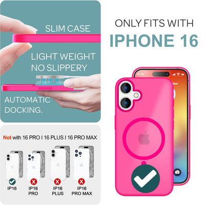 NALIA Magnet-Case für iPhone 16 – Matt-Transparent & MagSafe Kompatibel – MATTEX (Rutschfest, Stoßfest & Anti-Fingerabdruck) – Marke aus Berlin Pink NALIA Protective Hülle