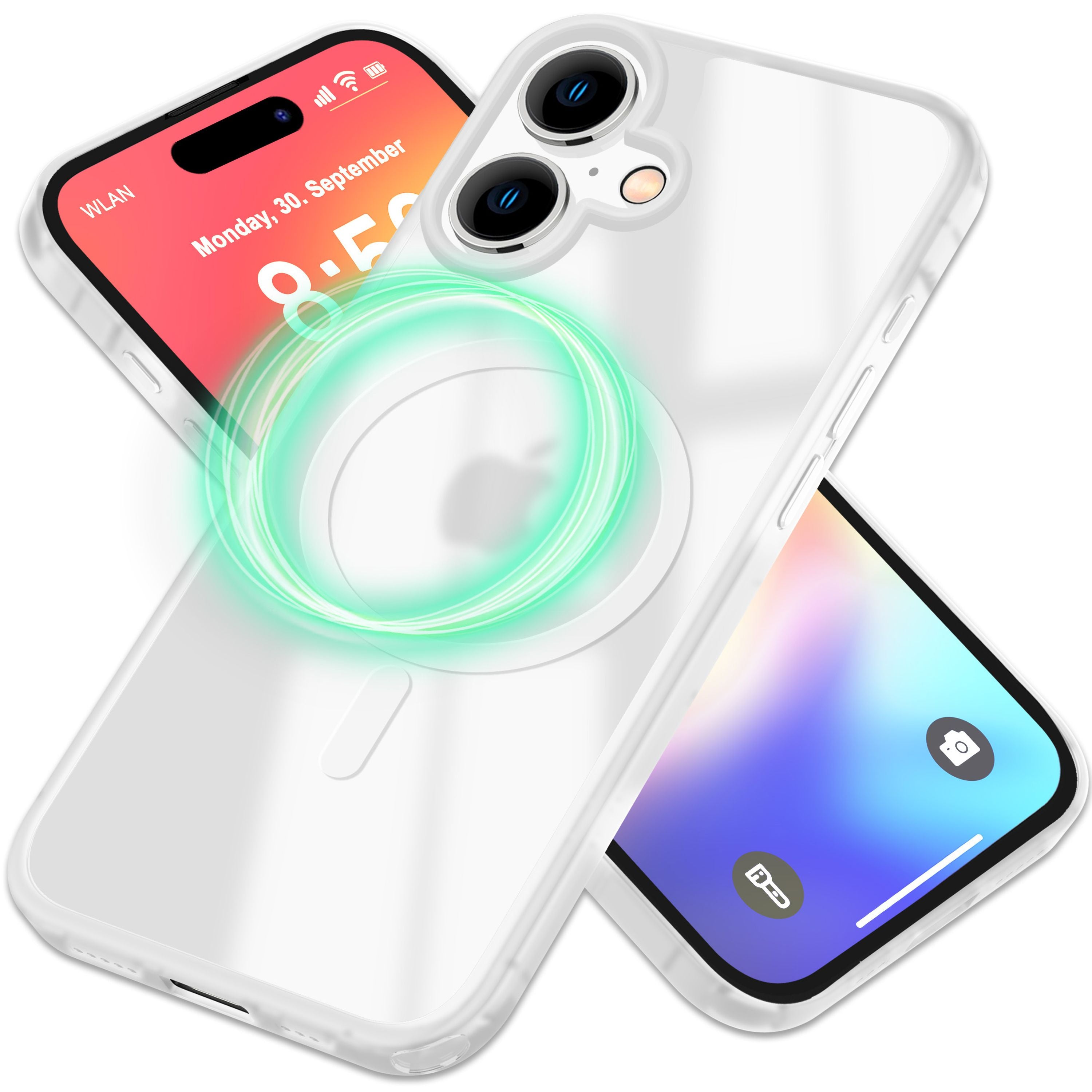 NALIA MagPower Frosted Case kompatibel mit iPhone 16 Plus Hülle [kompatibel mit MagSafe], Semi-Transparent Matt Hybrid Cover Halb-Durchsichtig, Harte Rückseite & Silikon Rahmen Weiß NALIA
