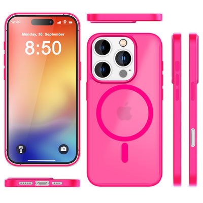 NALIA Magnet-Case für iPhone 16 Pro – Matt-Transparent & MagSafe Kompatibel – MATTEX (Rutschfest, Stoßfest & Anti-Fingerabdruck) – Marke aus Berlin Pink NALIA Protective Hülle