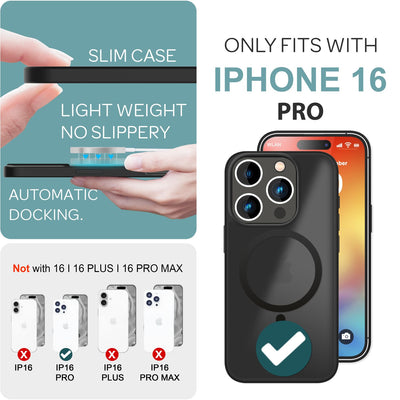 NALIA Magnet-Case für iPhone 16 Pro – Matt-Transparent & MagSafe Kompatibel – MATTEX (Rutschfest, Stoßfest & Anti-Fingerabdruck) – Marke aus Berlin Schwarz NALIA Protective Hülle