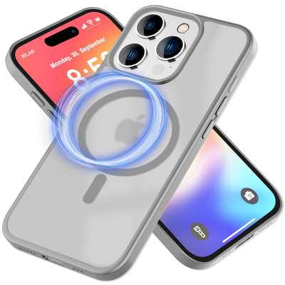 NALIA Magnet-Case für iPhone 16 Pro Max – Matt-Transparent & MagSafe Kompatibel – MATTEX (Rutschfest, Stoßfest & Anti-Fingerabdruck) – Marke aus Berlin Titan Grau NALIA Protective Hülle