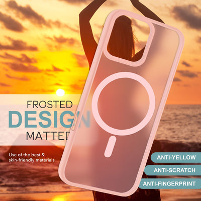 NALIA Magnet-Case für iPhone 16 Pro Max – Matt-Transparent & MagSafe Kompatibel – MATTEX (Rutschfest, Stoßfest & Anti-Fingerabdruck) – Marke aus Berlin Rosa NALIA Protective Hülle