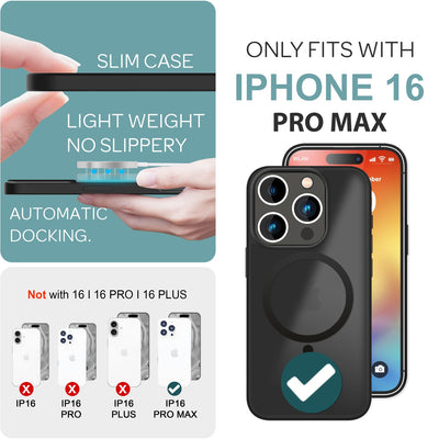 NALIA Magnet-Case für iPhone 16 Pro Max – Matt-Transparent & MagSafe Kompatibel – MATTEX (Rutschfest, Stoßfest & Anti-Fingerabdruck) – Marke aus Berlin Schwarz NALIA Protective Hülle
