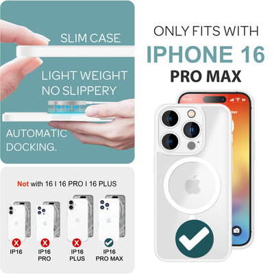 NALIA Magnet-Case für iPhone 16 Pro Max – Matt-Transparent & MagSafe Kompatibel – MATTEX (Rutschfest, Stoßfest & Anti-Fingerabdruck) – Marke aus Berlin Weiß NALIA Protective Hülle