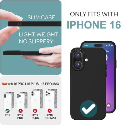NALIA Silikonhülle für iPhone 16 – Matt & Griffig Soft-Touch – ASTRON (Flexibles TPU Case & Stoßfest) – Marke aus Berlin