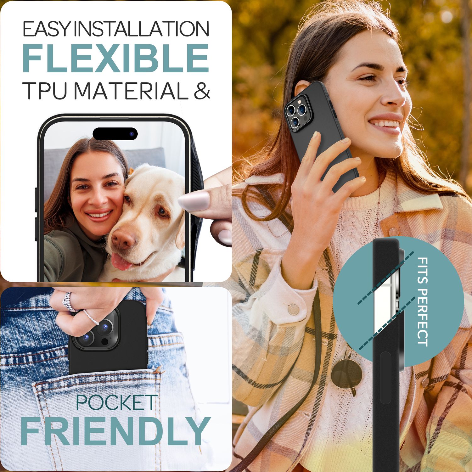 NALIA Fein Mattierte Silikonhülle für iPhone 16 Pro, Rutschfeste Handyhülle, Stoßfeste Fallschutz Hülle Schwarz NALIA Protective Hülle