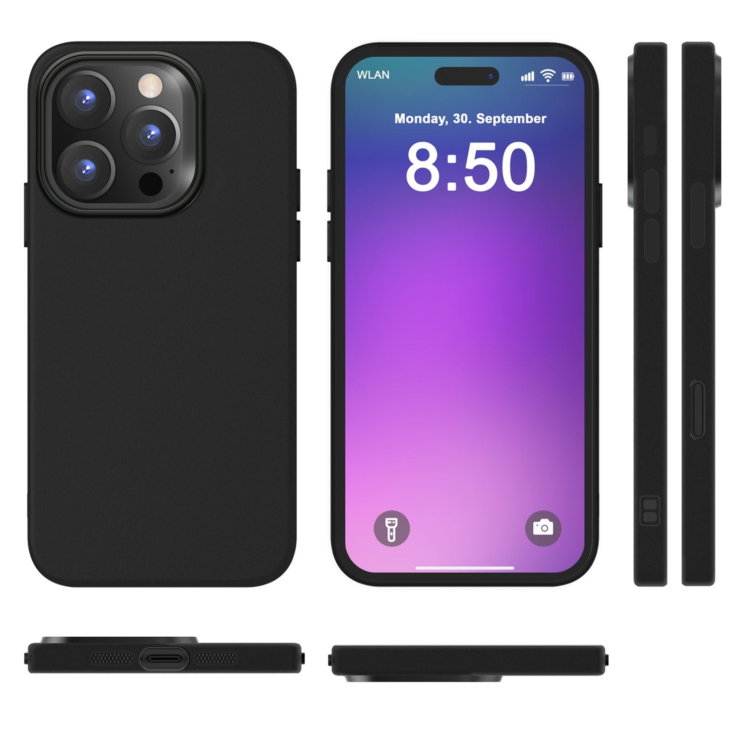 NALIA Fein Mattierte Silikonhülle für iPhone 16 Pro, Rutschfeste Handyhülle, Stoßfeste Fallschutz Hülle Schwarz NALIA Protective Hülle