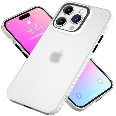 NALIA Silikonhülle für iPhone 16 Pro – Matt & Griffig Soft-Touch – ASTRON (Flexibles TPU Case & Stoßfest) – Marke aus Berlin Weiß Transparent NALIA Protective Hülle