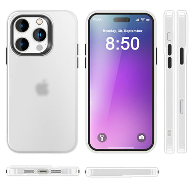 NALIA Silikonhülle für iPhone 16 Pro – Matt & Griffig Soft-Touch – ASTRON (Flexibles TPU Case & Stoßfest) – Marke aus Berlin Weiß Transparent NALIA Protective Hülle
