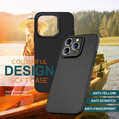 NALIA Silikonhülle für iPhone 16 Pro Max – Matt & Griffig Soft-Touch – ASTRON (Flexibles TPU Case & Stoßfest) – Marke aus Berlin Schwarz NALIA Protective Hülle