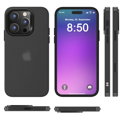 NALIA Silikonhülle für iPhone 16 Pro Max – Matt & Griffig Soft-Touch – ASTRON (Flexibles TPU Case & Stoßfest) – Marke aus Berlin Grau Transparent NALIA Protective Hülle