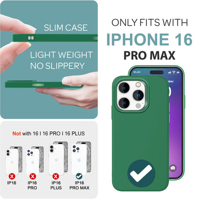 NALIA Silikonhülle für iPhone 16 Pro Max – Matt & Griffig Soft-Touch – ASTRON (Flexibles TPU Case & Stoßfest) – Marke aus Berlin Grün NALIA Protective Hülle
