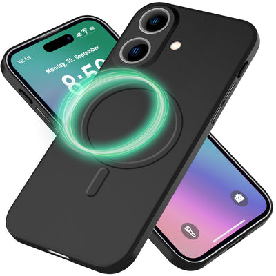 NALIA Ultra-Slim Hardcase für iPhone 16 – MagSafe kompatibel & 0.3mm Dünn – THINIX (Mattes & Schlankes Case) – Marke aus Berlin Schwarz NALIA SlimFit Hülle