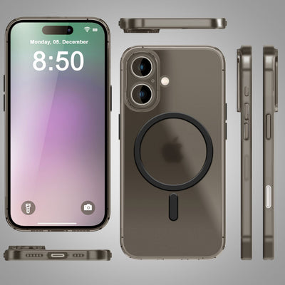 NALIA Ultra-Slim Hardcase für iPhone 16 – MagSafe kompatibel & 0.3mm Dünn – THINIX (Mattes & Schlankes Case) – Marke aus Berlin Taupe Transparent NALIA SlimFit Hülle