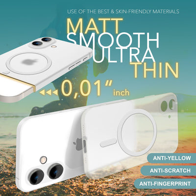 NALIA Ultra-Slim Hardcase für iPhone 16 – MagSafe kompatibel & 0.3mm Dünn – THINIX (Mattes & Schlankes Case) – Marke aus Berlin Weiß Transparent NALIA SlimFit Hülle