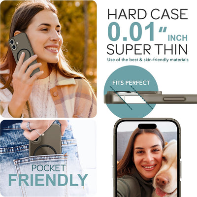 NALIA Ultra-Slim Hardcase für iPhone 16 Plus – MagSafe kompatibel & 0.3mm Dünn – THINIX (Mattes & Schlankes Case) – Marke aus Berlin Taupe Transparent NALIA SlimFit Hülle