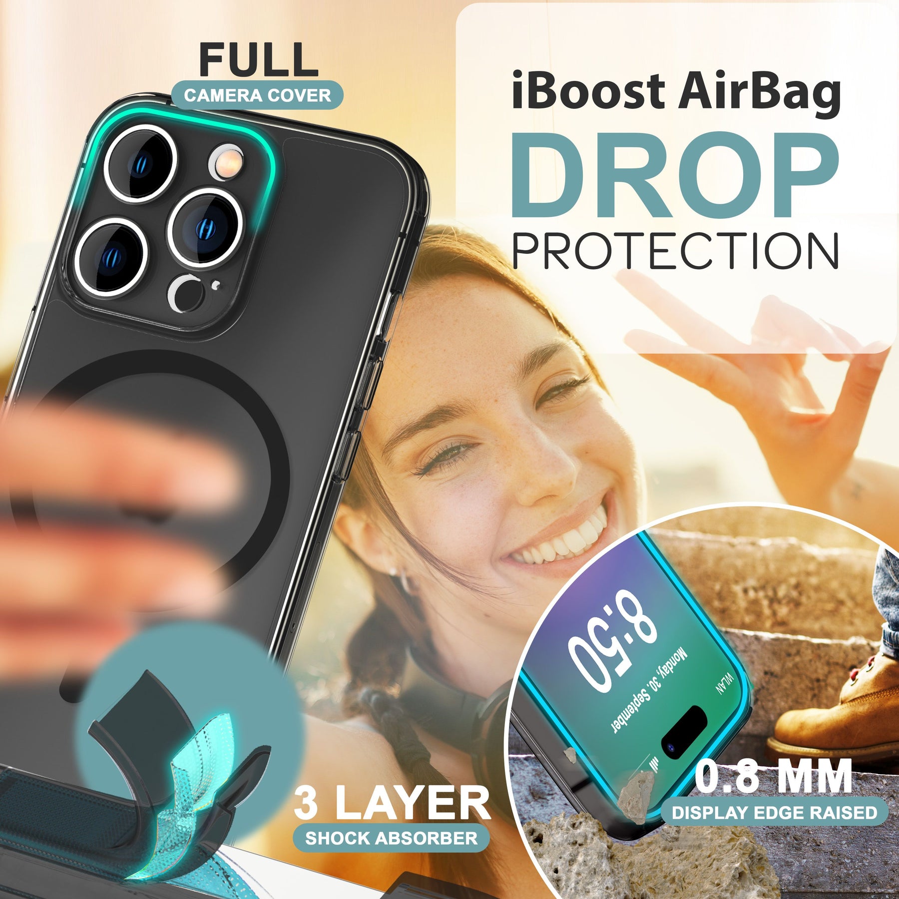 NALIA Ultra-Slim Hardcase für iPhone 16 Pro – MagSafe kompatibel & 0.3mm Dünn – THINIX (Mattes & Schlankes Case) – Marke aus Berlin Grau Transparent NALIA SlimFit Hülle